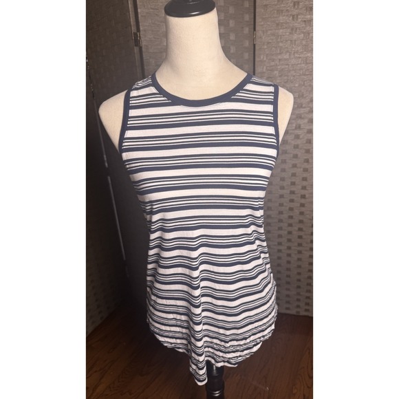 GAP Tops - Gap Luxe Striped Tank Top Small Sleeveless Navy Shirt